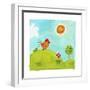 A Rooster Crowing on a Hill-null-Framed Giclee Print