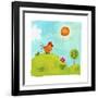 A Rooster Crowing on a Hill-null-Framed Giclee Print