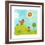 A Rooster Crowing on a Hill-null-Framed Giclee Print