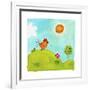 A Rooster Crowing on a Hill-null-Framed Giclee Print