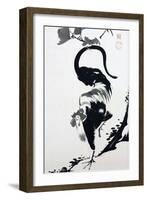 A Rooster Sumi on Paper-Jakuchu Ito-Framed Premium Giclee Print