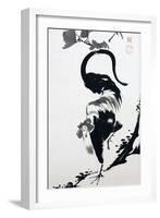 A Rooster Sumi on Paper-Jakuchu Ito-Framed Premium Giclee Print