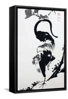 A Rooster Sumi on Paper-Jakuchu Ito-Framed Stretched Canvas