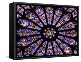 A Rose Window in Notre Dame Cathedral, Paris, France-William Sutton-Framed Stretched Canvas