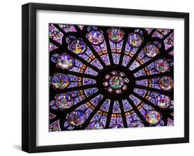 A Rose Window in Notre Dame Cathedral, Paris, France-William Sutton-Framed Premium Photographic Print