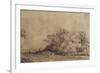 A Rough Road Along the Dyke with Trees Hiding a Farmstead-Rembrandt van Rijn-Framed Giclee Print