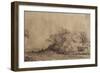 A Rough Road Along the Dyke with Trees Hiding a Farmstead-Rembrandt van Rijn-Framed Giclee Print