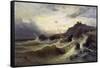 A Rough Sea at Porto Venere, by Rinaldo Saporiti (1840-1913), Italy, 19th Century-null-Framed Stretched Canvas