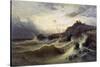 A Rough Sea at Porto Venere, by Rinaldo Saporiti (1840-1913), Italy, 19th Century-null-Stretched Canvas