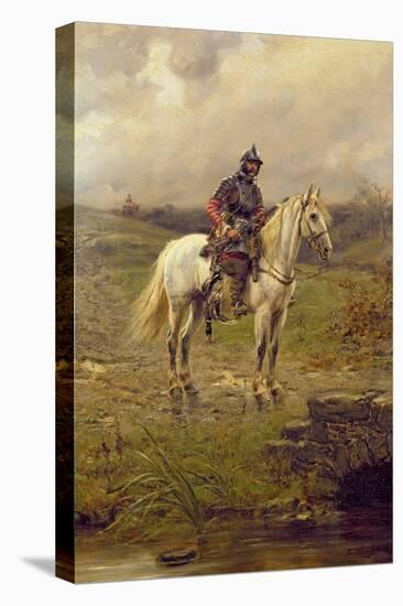 A Roundhead on Horseback-Ernest Crofts-Stretched Canvas
