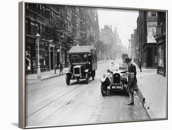 A Rover 1928 10/25 Hp Sports Car Parked in a London Street, 1931-null-Framed Photographic Print