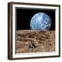 A Rover Explores a Rocky, Barren Moon-Stocktrek Images-Framed Art Print