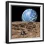 A Rover Explores a Rocky, Barren Moon-Stocktrek Images-Framed Art Print