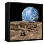 A Rover Explores a Rocky, Barren Moon-Stocktrek Images-Framed Stretched Canvas