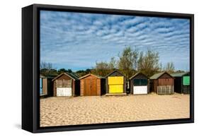 A Row of Beach Changing Huts-Will Wilkinson-Framed Stretched Canvas