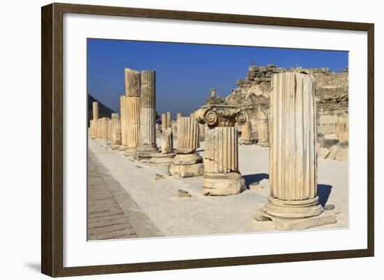 A Row of Columns, Ancient Ephesus, Near Kusadasi, Anatolia, Turkey, Asia Minor, Eurasia-Eleanor Scriven-Framed Photographic Print