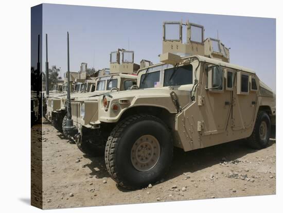 A Row of Humvees from Task Force Military Police-Stocktrek Images-Stretched Canvas