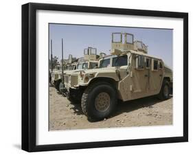 A Row of Humvees from Task Force Military Police-Stocktrek Images-Framed Photographic Print