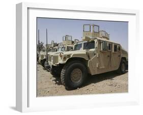 A Row of Humvees from Task Force Military Police-Stocktrek Images-Framed Photographic Print