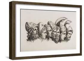 A Row Of Seven Heads Of Classical Heroes and Heroines From the Stories Of Homer.-HW Tischbein-Framed Giclee Print