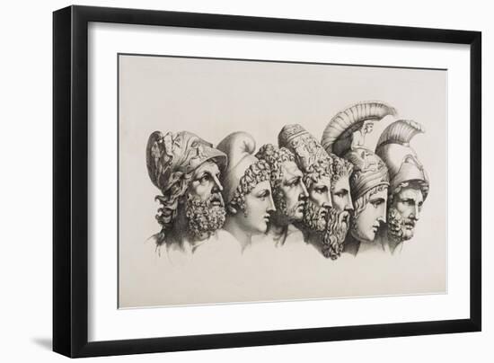 A Row Of Seven Heads Of Classical Heroes and Heroines From the Stories Of Homer.-HW Tischbein-Framed Giclee Print