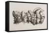 A Row Of Seven Heads Of Classical Heroes and Heroines From the Stories Of Homer.-HW Tischbein-Framed Stretched Canvas