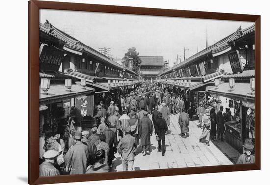 A Row of Shops in Asakusa, Tokyo, 20th Century-null-Framed Giclee Print