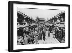 A Row of Shops in Asakusa, Tokyo, 20th Century-null-Framed Premium Giclee Print