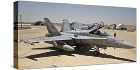 A Row of U.S. Marine Corps F-18 Hornets Await Post-Flight Maintenance-null-Stretched Canvas