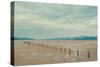 A Row of Wooden Posts on a Beach-Clive Nolan-Stretched Canvas