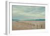 A Row of Wooden Posts on a Beach-Clive Nolan-Framed Photographic Print