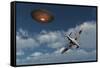 A Royal Air Force Supermarine Spitfire Aircraft Giving Chase to a Ufo-null-Framed Stretched Canvas