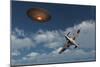 A Royal Air Force Supermarine Spitfire Aircraft Giving Chase to a Ufo-null-Mounted Art Print