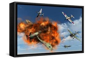 A Royal Air Force Supermarine Spitfire Attacking German Stuka Dive Bombers-null-Framed Stretched Canvas