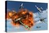 A Royal Air Force Supermarine Spitfire Attacking German Stuka Dive Bombers-null-Stretched Canvas