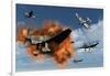 A Royal Air Force Supermarine Spitfire Attacking German Stuka Dive Bombers-null-Framed Art Print