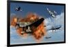 A Royal Air Force Supermarine Spitfire Attacking German Stuka Dive Bombers-null-Framed Art Print
