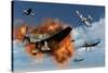 A Royal Air Force Supermarine Spitfire Attacking German Stuka Dive Bombers-null-Stretched Canvas