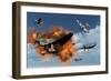 A Royal Air Force Supermarine Spitfire Attacking German Stuka Dive Bombers-null-Framed Art Print