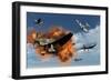 A Royal Air Force Supermarine Spitfire Attacking German Stuka Dive Bombers-null-Framed Art Print