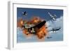 A Royal Air Force Supermarine Spitfire Attacking German Stuka Dive Bombers-null-Framed Art Print