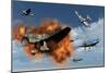 A Royal Air Force Supermarine Spitfire Attacking German Stuka Dive Bombers-null-Mounted Art Print