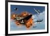 A Royal Air Force Supermarine Spitfire Attacking German Stuka Dive Bombers-null-Framed Art Print