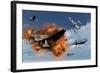 A Royal Air Force Supermarine Spitfire Attacking German Stuka Dive Bombers-null-Framed Art Print