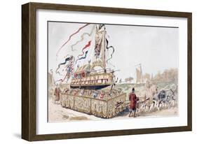 A Royal Barge Being Pulled on a Wagon by Horses to a Canal in the 16th Century, 1886-Armand Jean Heins-Framed Giclee Print