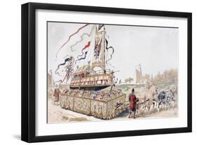 A Royal Barge Being Pulled on a Wagon by Horses to a Canal in the 16th Century, 1886-Armand Jean Heins-Framed Giclee Print