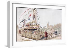 A Royal Barge Being Pulled on a Wagon by Horses to a Canal in the 16th Century, 1886-Armand Jean Heins-Framed Giclee Print