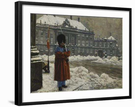 A Royal Life Guard on Duty Outside the Royal Palace Amalienborg, Copenhagen-Paul Fischer-Framed Premium Giclee Print