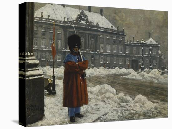 A Royal Life Guard on Duty Outside the Royal Palace Amalienborg, Copenhagen-Paul Fischer-Stretched Canvas