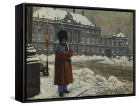 A Royal Life Guard on Duty Outside the Royal Palace Amalienborg, Copenhagen-Paul Fischer-Framed Stretched Canvas